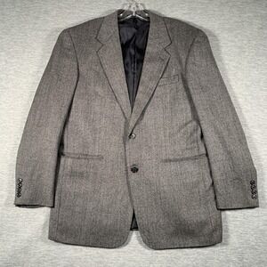 Alan Flusser Blazer Mens 40R Gray Herringbone Lambswool Cashmere Sport Coat